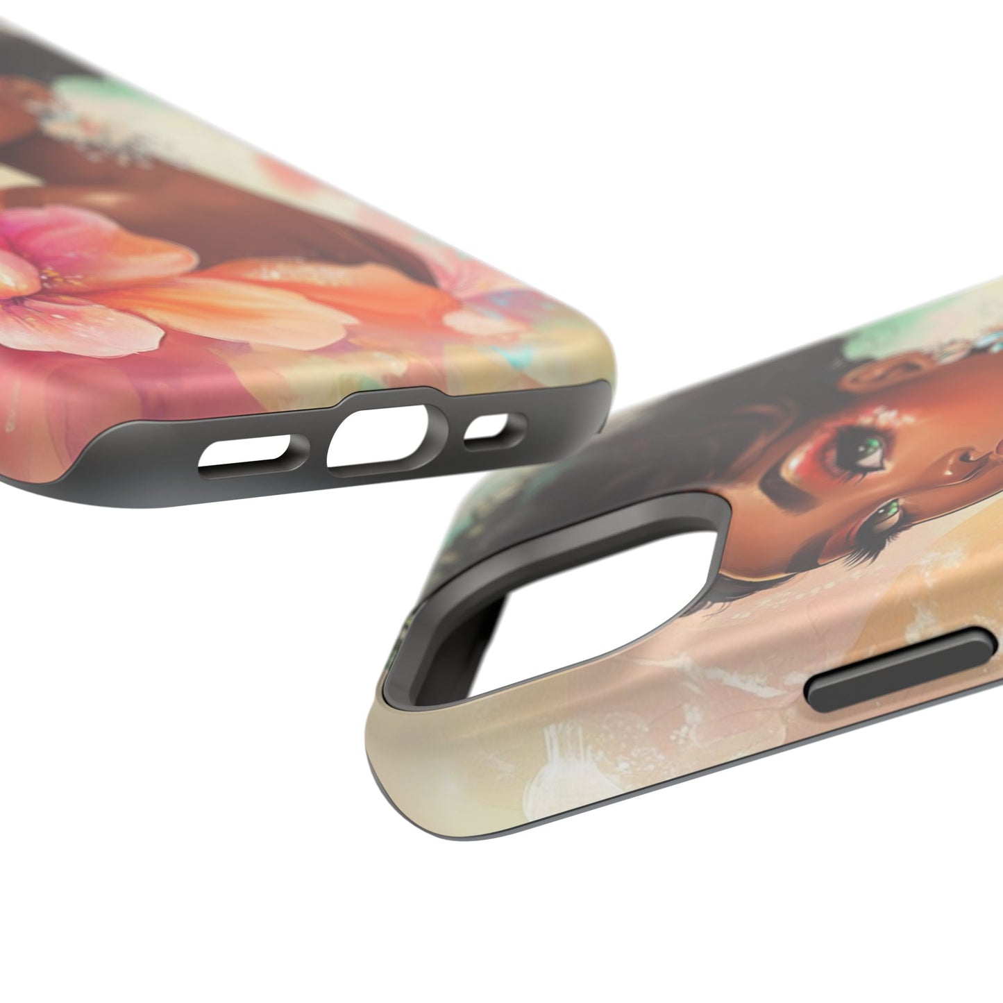 Floral Art Magnetic Tough Case for iPhone - Stylish Protective Etching