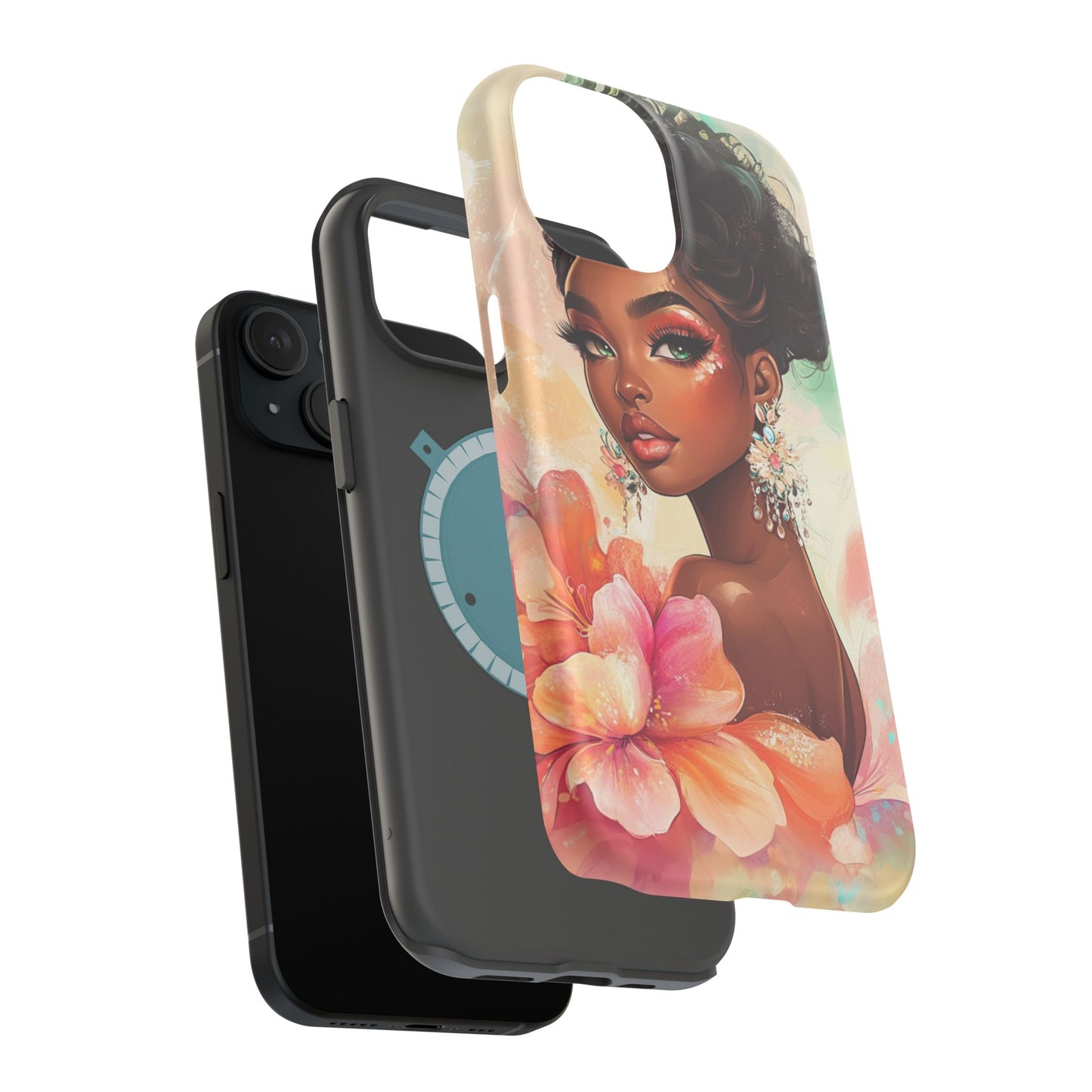 Floral Art Magnetic Tough Case for iPhone - Stylish Protective Etching