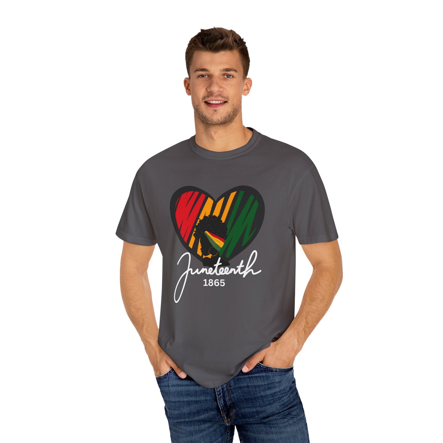Juneteenth Heart T-shirt, Celebrate Freedom, Unisex Garment-Dyed Tee, Historical Commemorative Shirt, Casual Everyday Wear, Summer Fashion