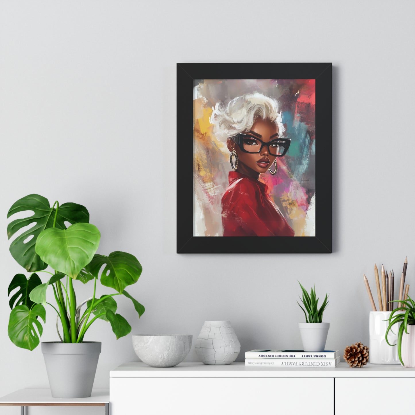 Chic Black Woman Framed Vertical Poster - Stylish Home Decor Art