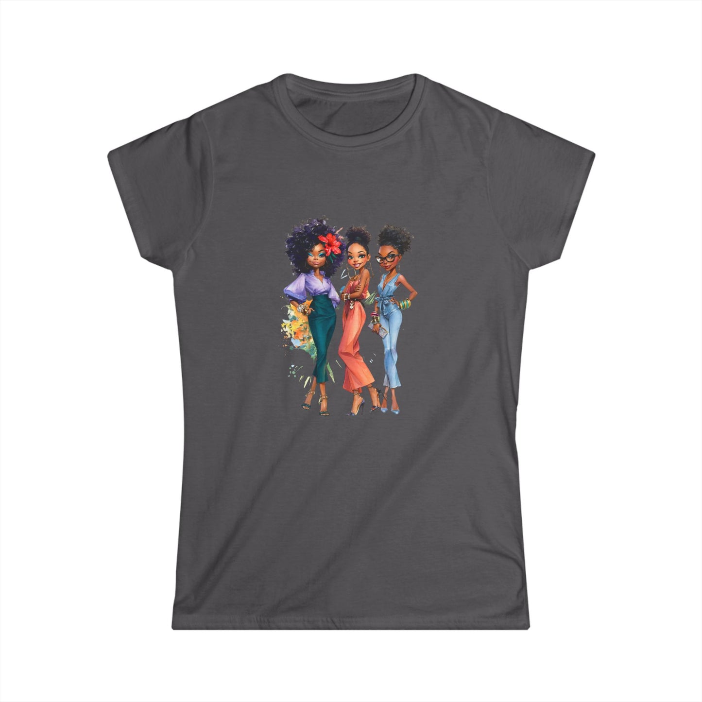 Stylish Women's Softstyle Tee with Afro Queens Design