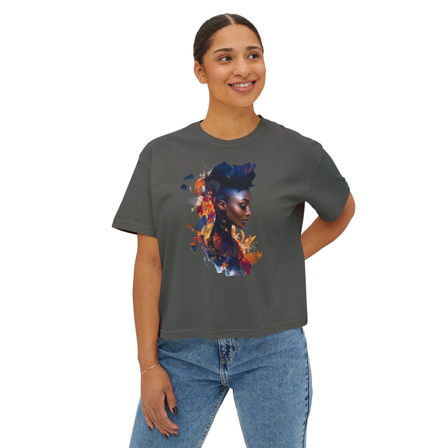 Artistic Women's Boxy Tee - Stylish Graphic for Creative Souls