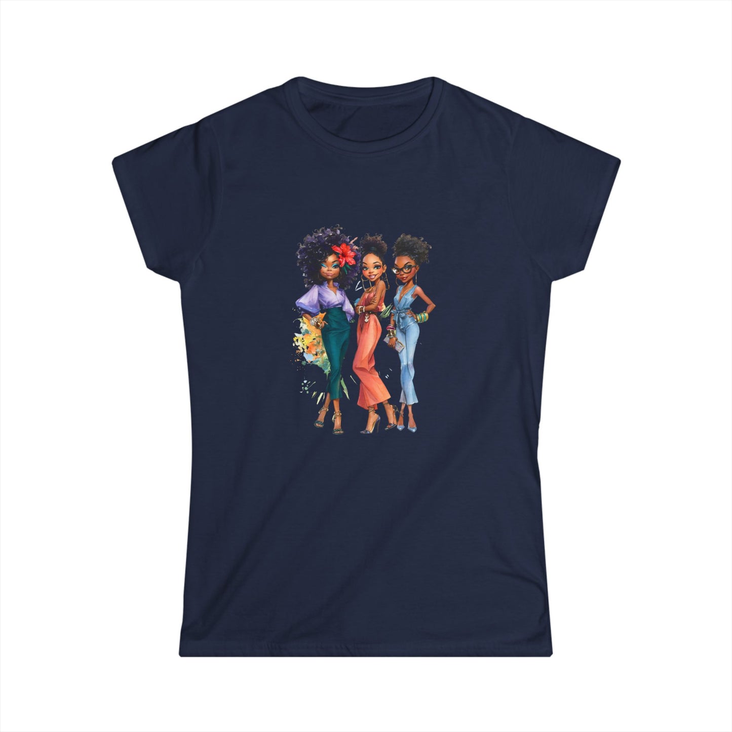Stylish Women's Softstyle Tee with Afro Queens Design