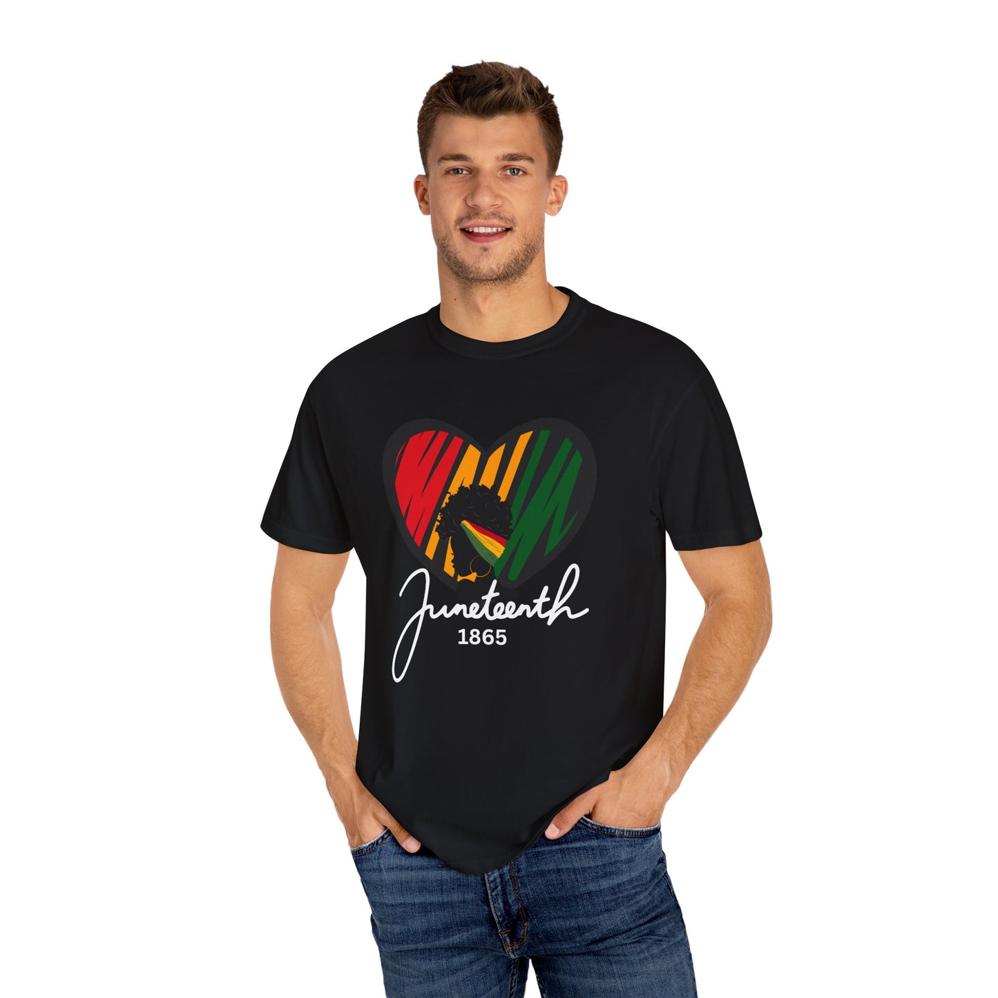 Juneteenth Heart T-shirt, Celebrate Freedom, Unisex Garment-Dyed Tee, Historical Commemorative Shirt, Casual Everyday Wear, Summer Fashion