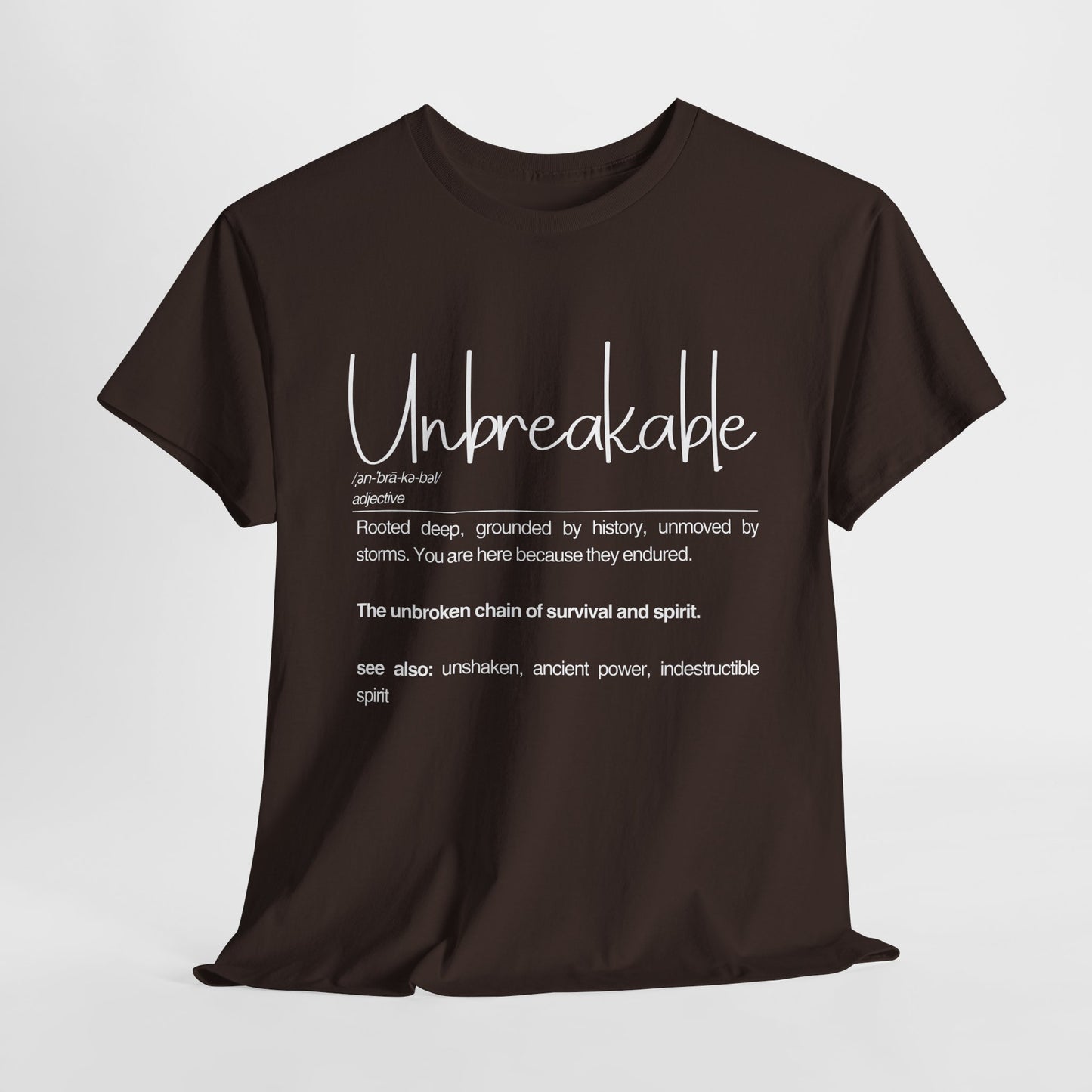 Unbreakable Definition Tee | Unisex Heavy Cotton Shirt, Vintage Inspirational Gift, Casual Wear, Motivational Quote T-Shirt