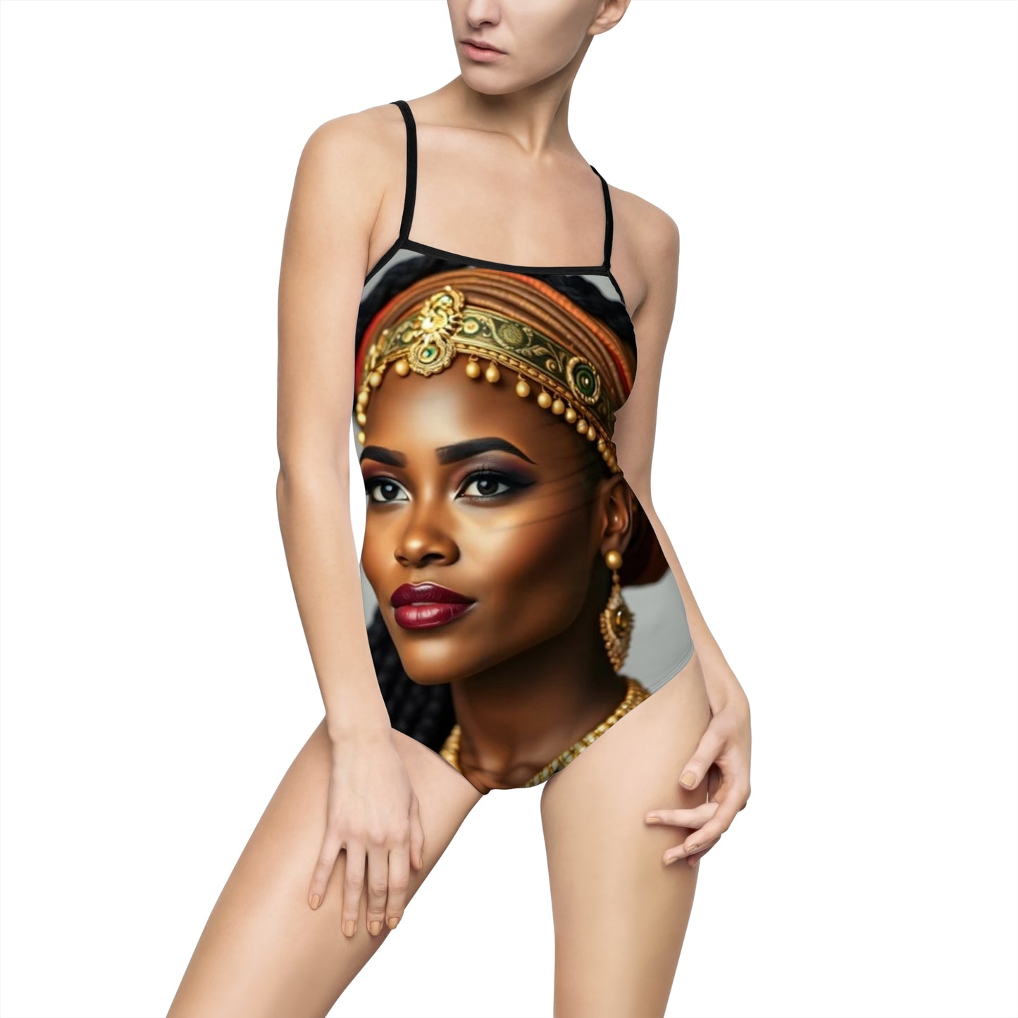 Elegant Women's One-Piece Swimsuit with Cultural Design