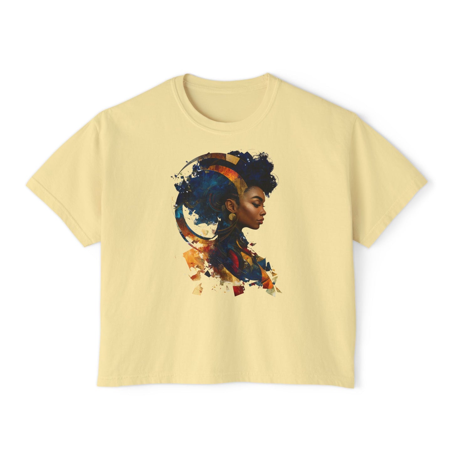 Artistic Women's Boxy Tee - Vibrant Profile Design