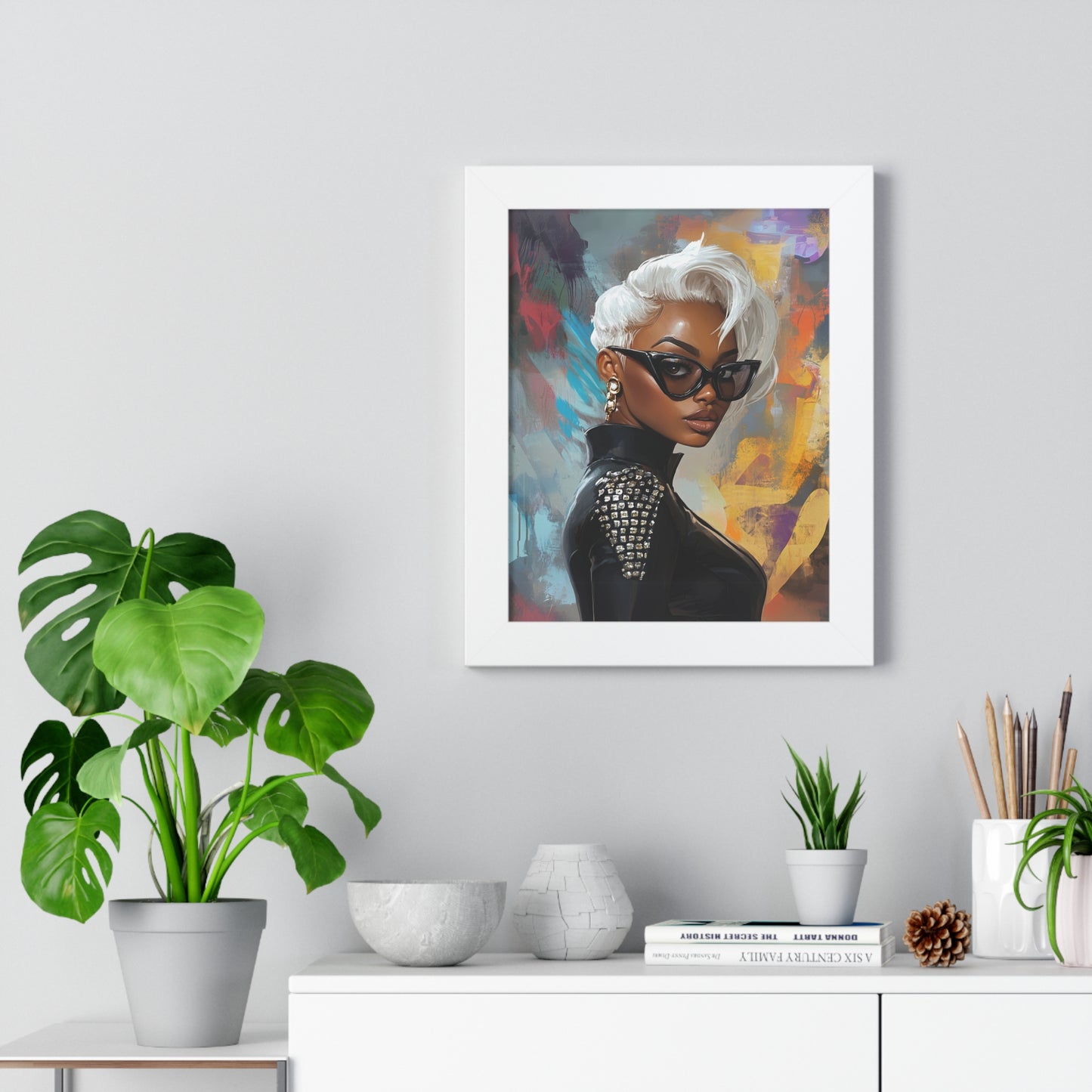 Chic Framed Platinum Diva Poster - Stylish Wall Art for Trendsetters