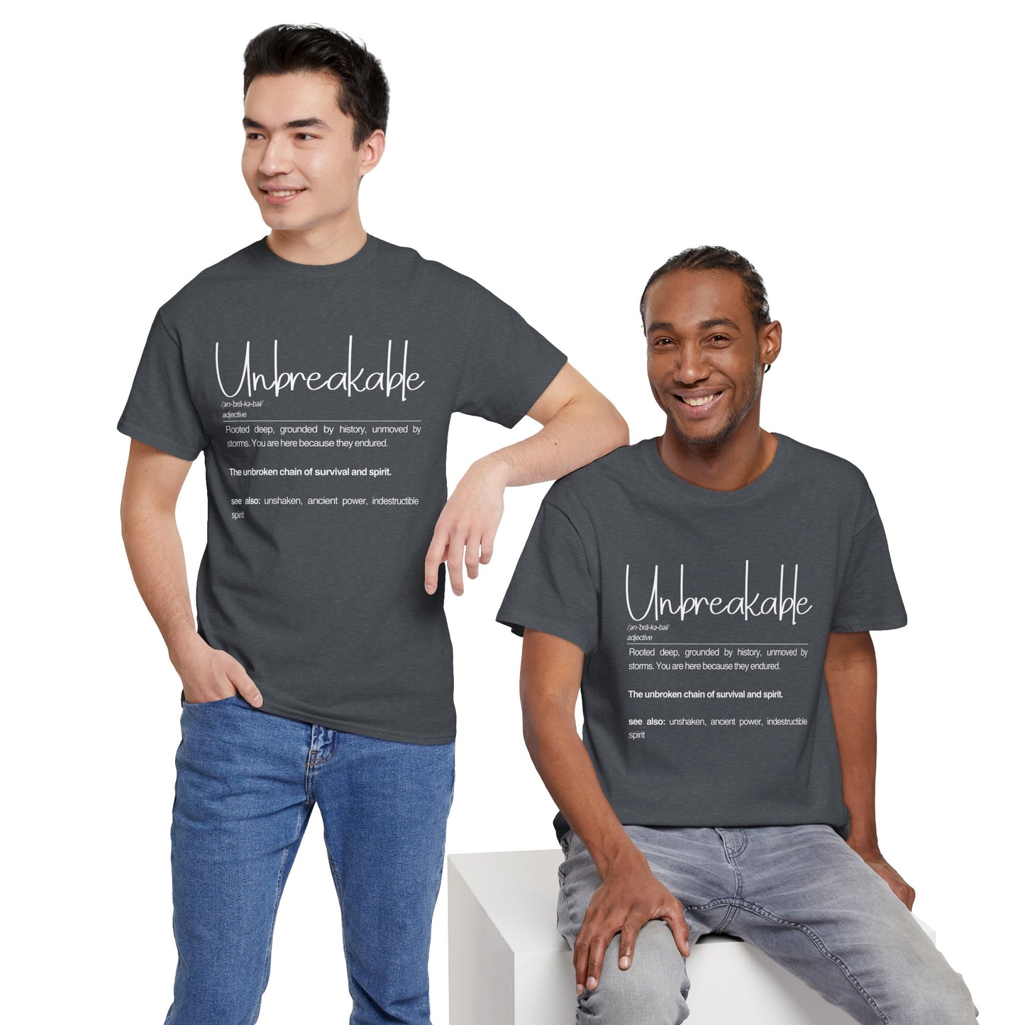 Unbreakable Definition Tee | Unisex Heavy Cotton Shirt, Vintage Inspirational Gift, Casual Wear, Motivational Quote T-Shirt