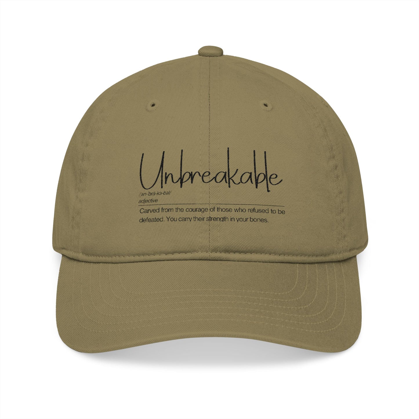 Unbreakable Organic Baseball Cap, Soft Adjustable Hat, Gift for Friends, Casual Everyday Wear, Inspirational Apparel