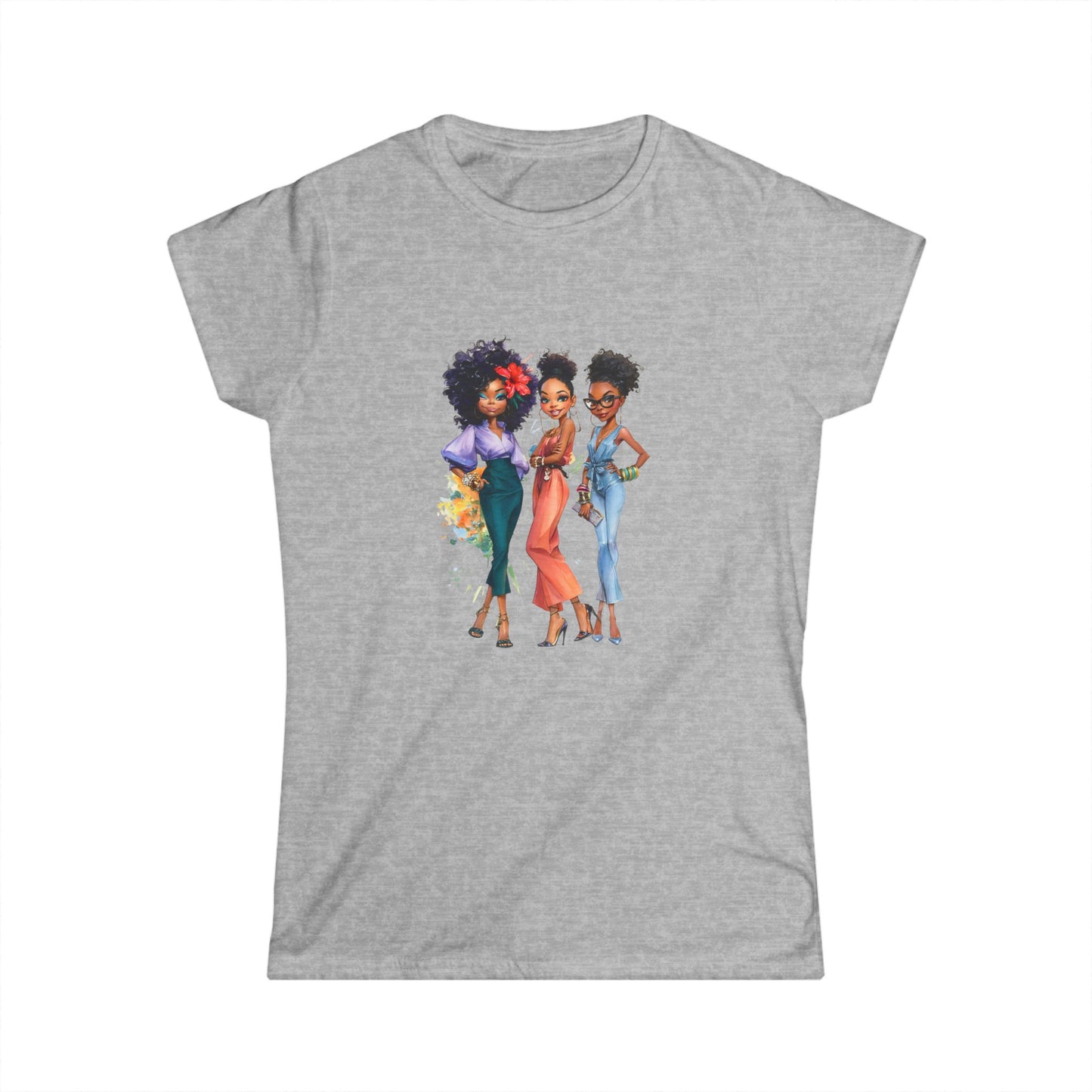 Stylish Women's Softstyle Tee with Afro Queens Design