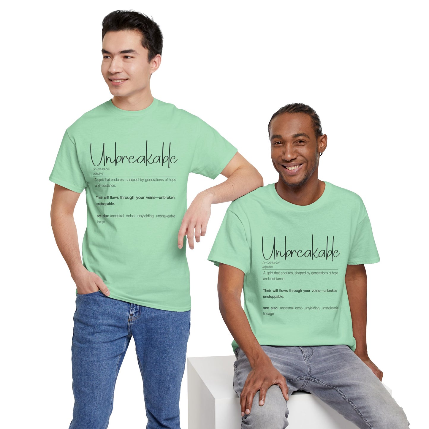 Unbreakable Unisex Heavy Cotton Tee, Inspirational Shirt, Motivational Tee, Gift for Friends, Positive Affirmation Apparel