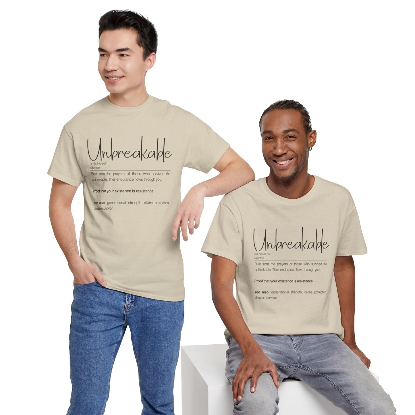 Unbreakable Unisex Heavy Cotton Tee, Inspirational T-Shirt, Gift for Friends, Motivational Apparel, Meaningful Quote Shirt