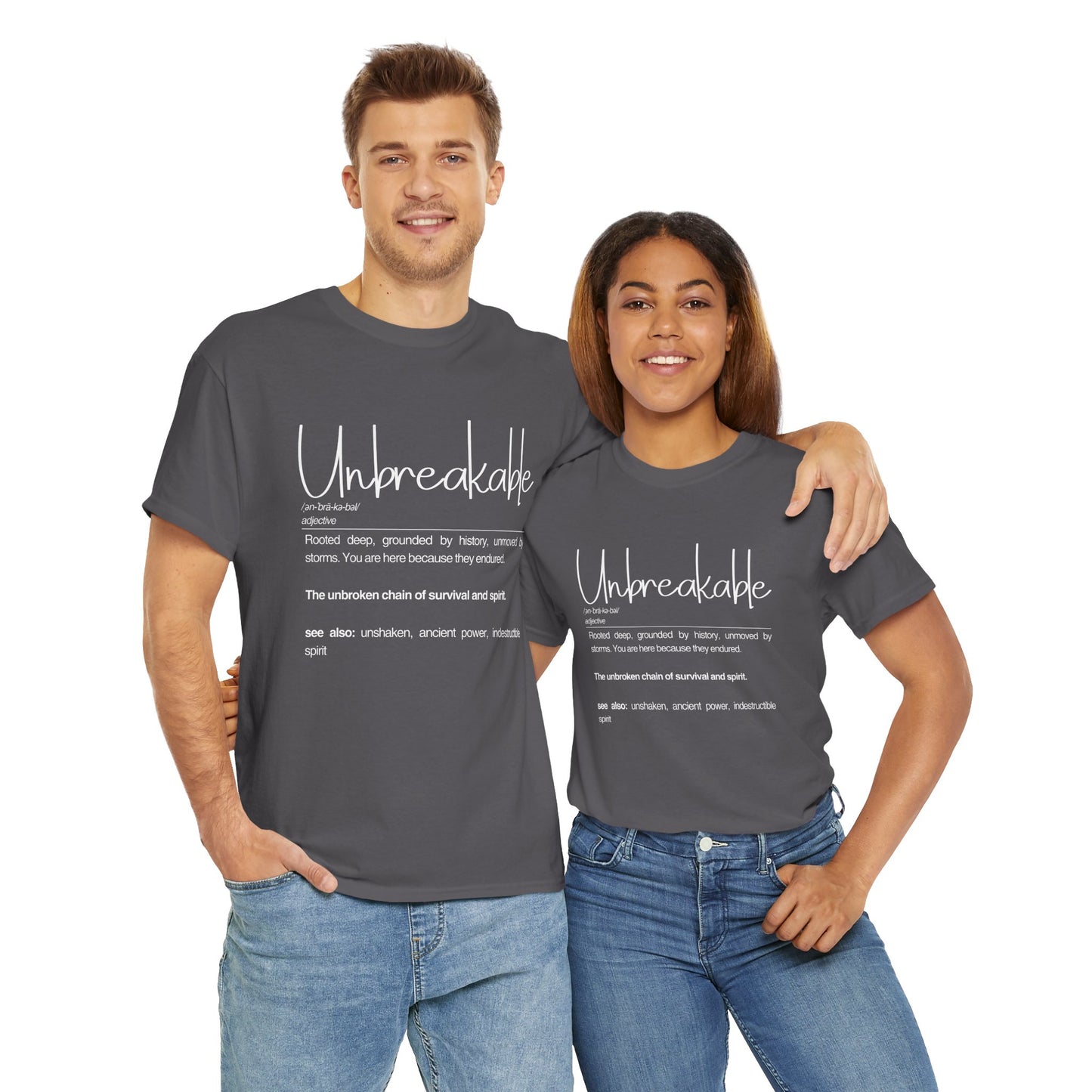 Unbreakable Definition Tee | Unisex Heavy Cotton Shirt, Vintage Inspirational Gift, Casual Wear, Motivational Quote T-Shirt