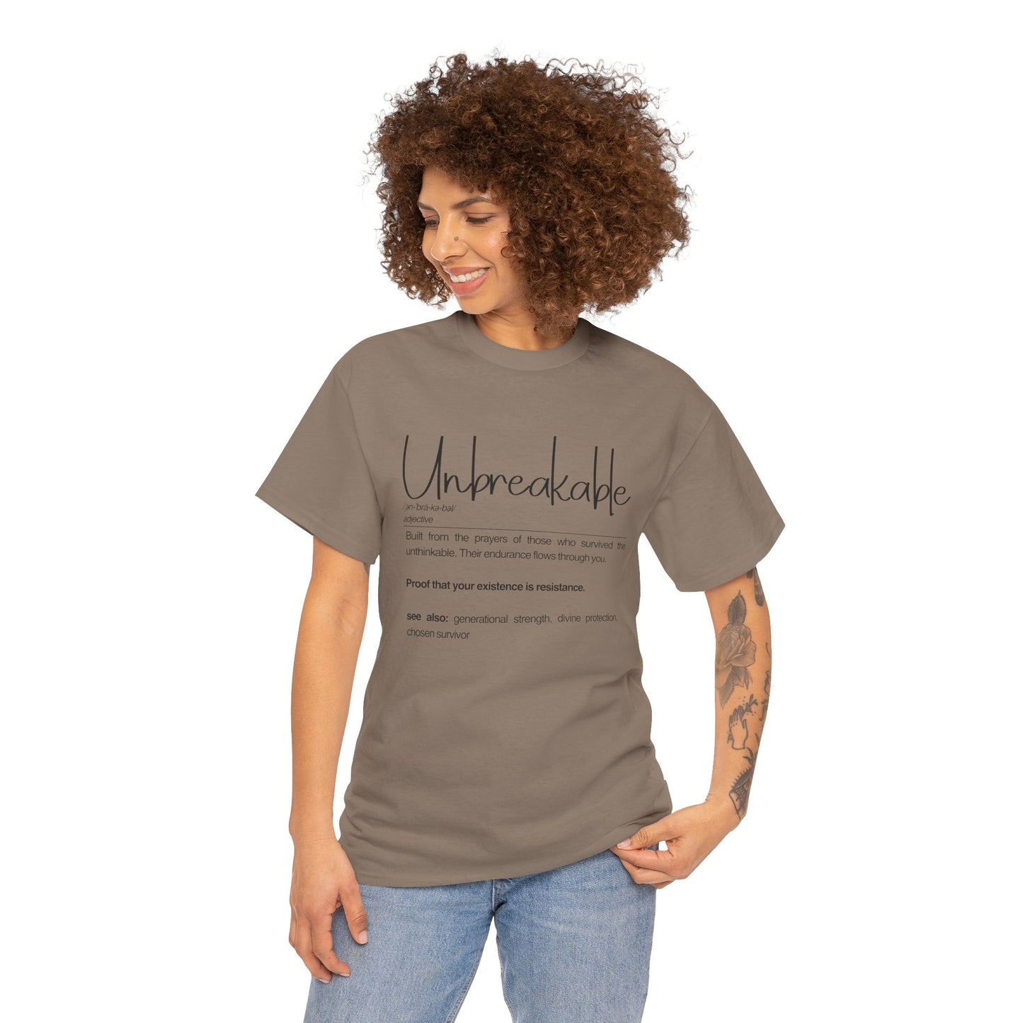 Unbreakable Unisex Heavy Cotton Tee, Inspirational T-Shirt, Gift for Friends, Motivational Apparel, Meaningful Quote Shirt