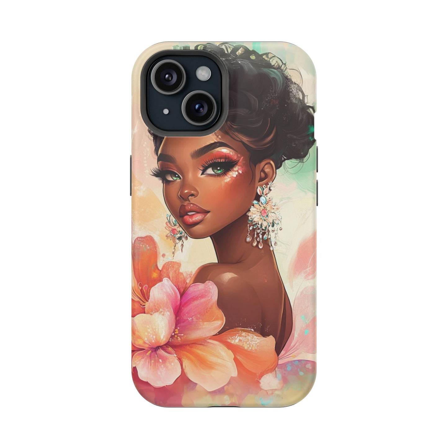 Floral Art Magnetic Tough Case for iPhone - Stylish Protective Etching