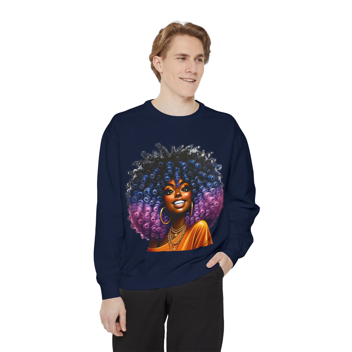 Artistic Afro Sweatshirt - Unisex Garment-Dyed Style
