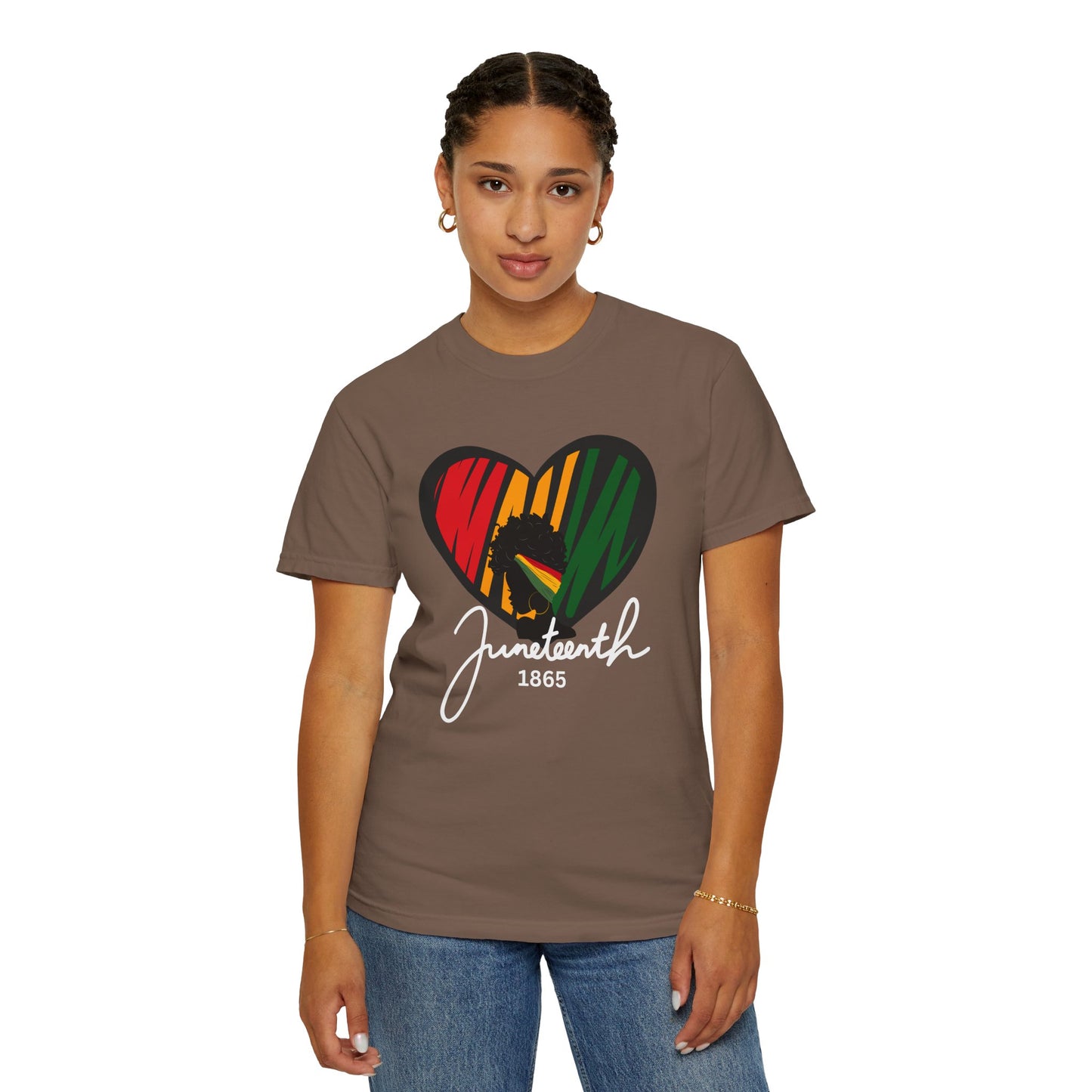 Juneteenth Heart T-shirt, Celebrate Freedom, Unisex Garment-Dyed Tee, Historical Commemorative Shirt, Casual Everyday Wear, Summer Fashion
