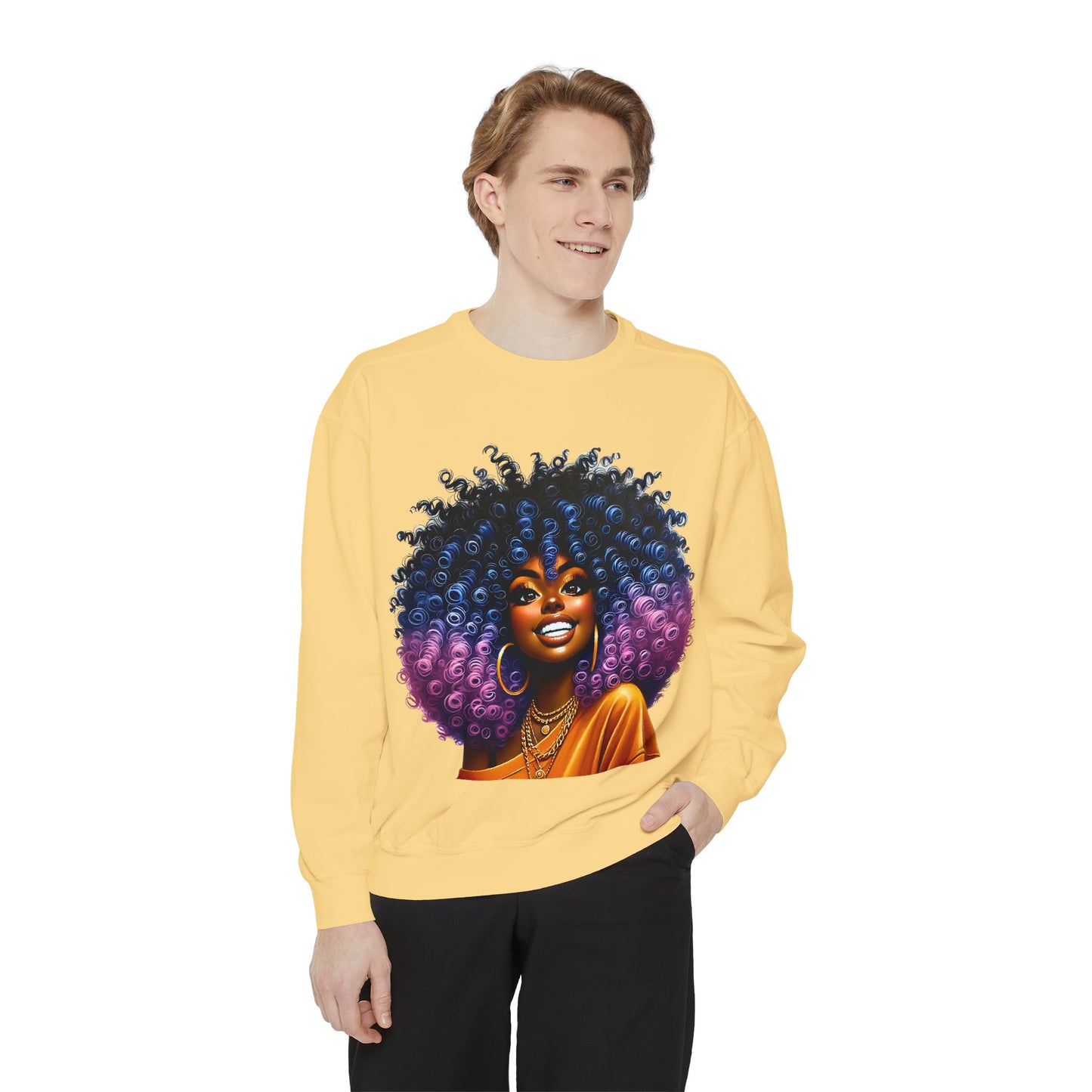 Artistic Afro Sweatshirt - Unisex Garment-Dyed Style