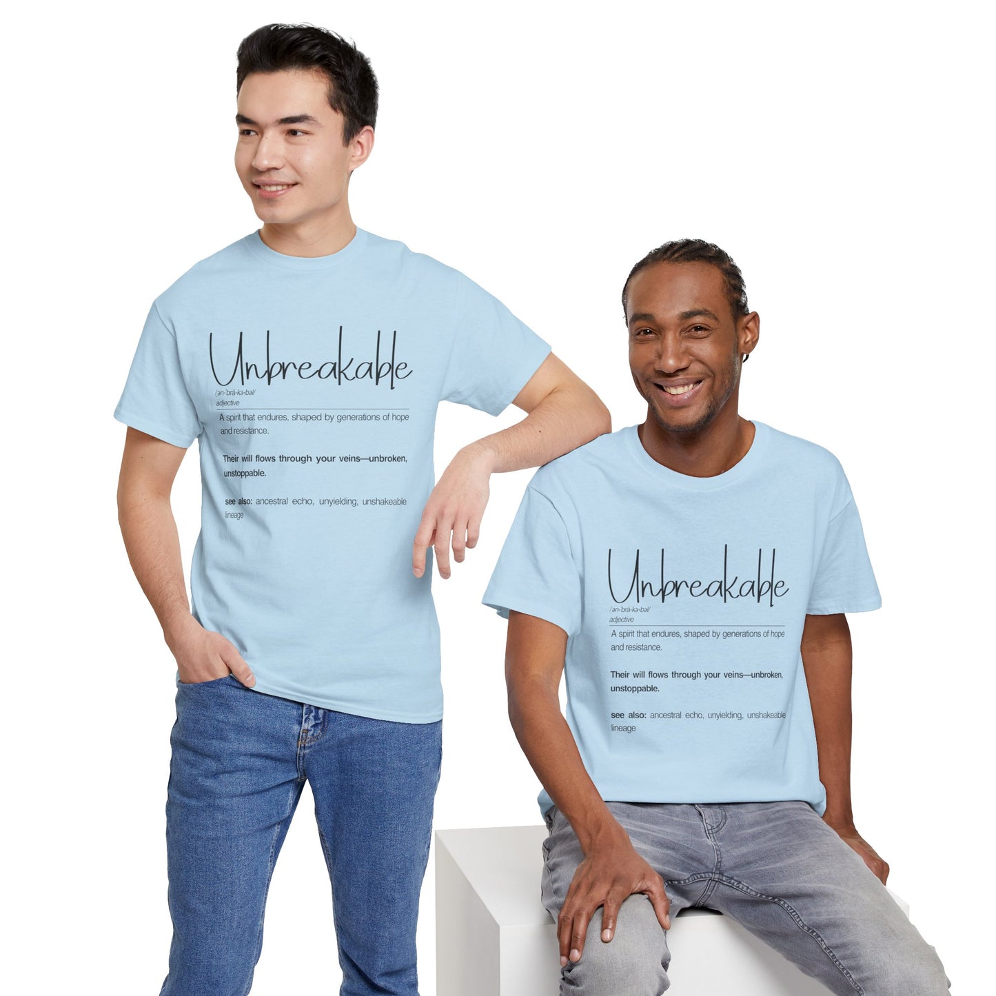 Unbreakable Unisex Heavy Cotton Tee, Inspirational Shirt, Motivational Tee, Gift for Friends, Positive Affirmation Apparel