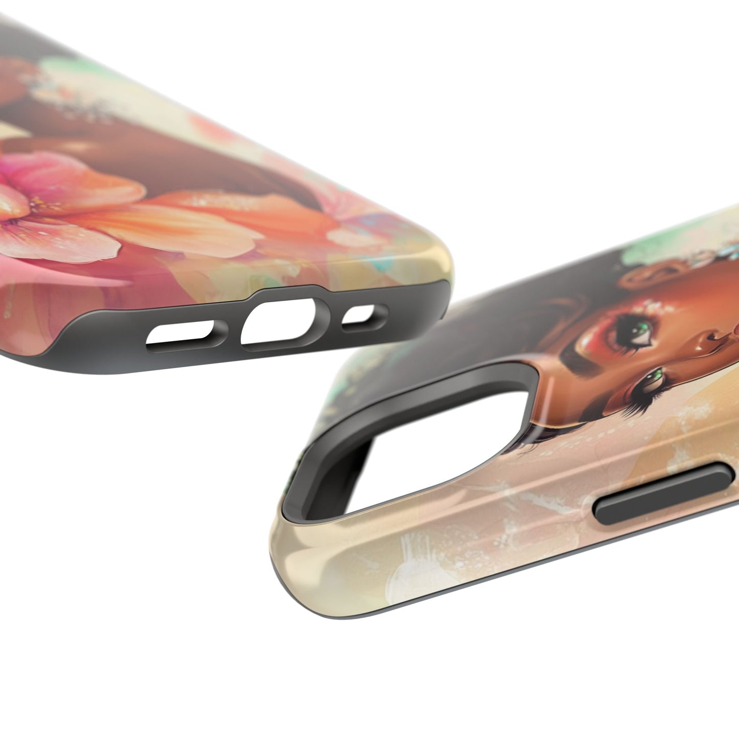 Floral Art Magnetic Tough Case for iPhone - Stylish Protective Etching