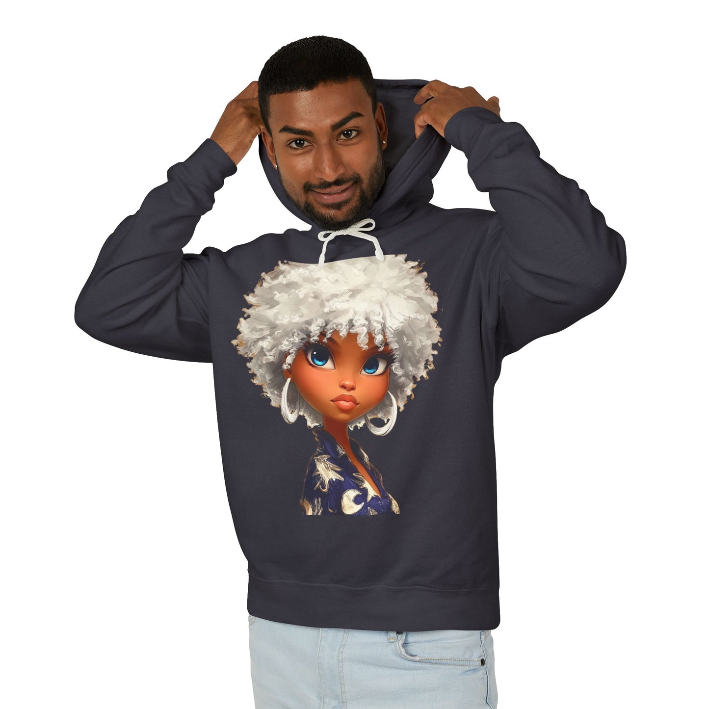 "Radiant Me" Hoodie — Cute Cartoon Portrait Graphic Sweatshirt