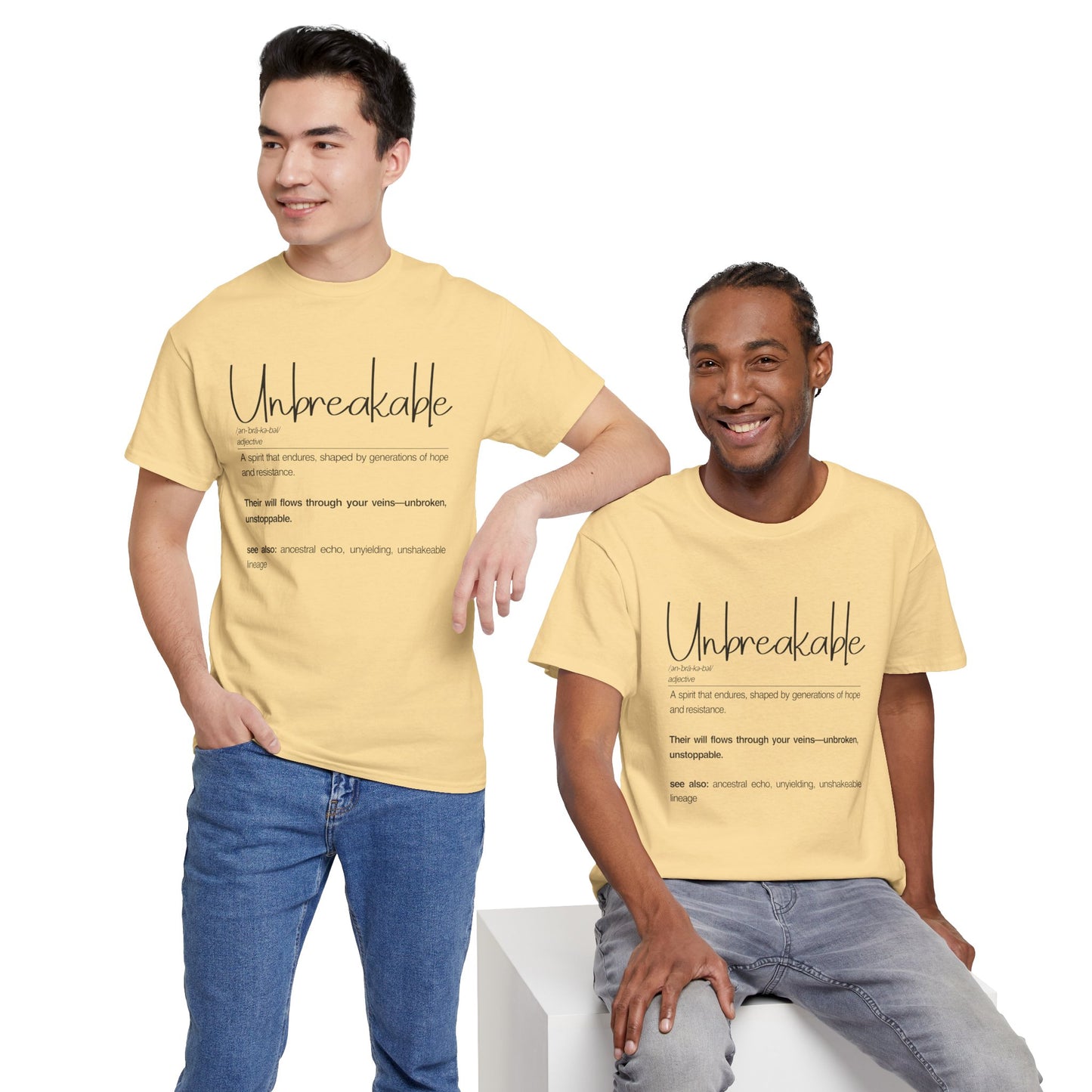 Unbreakable Unisex Heavy Cotton Tee, Inspirational Shirt, Motivational Tee, Gift for Friends, Positive Affirmation Apparel