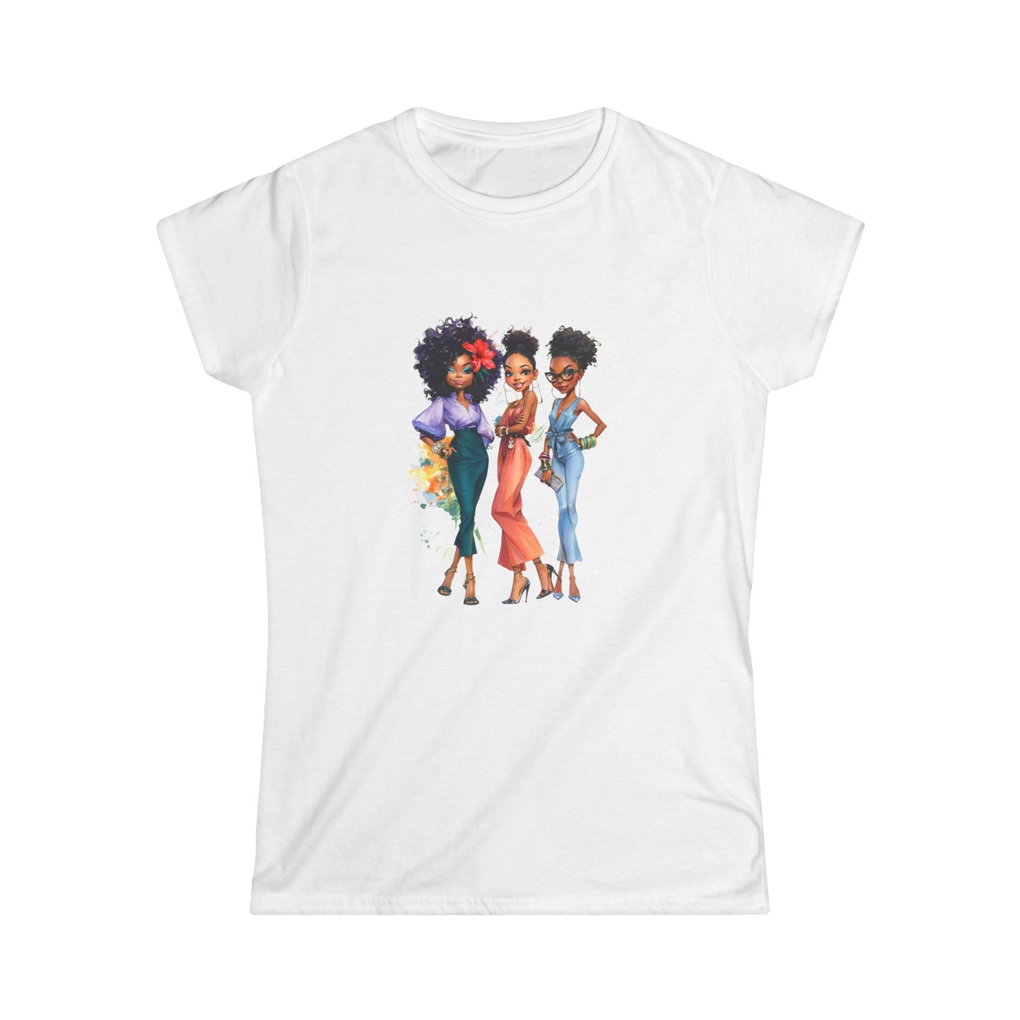 Stylish Women's Softstyle Tee with Afro Queens Design