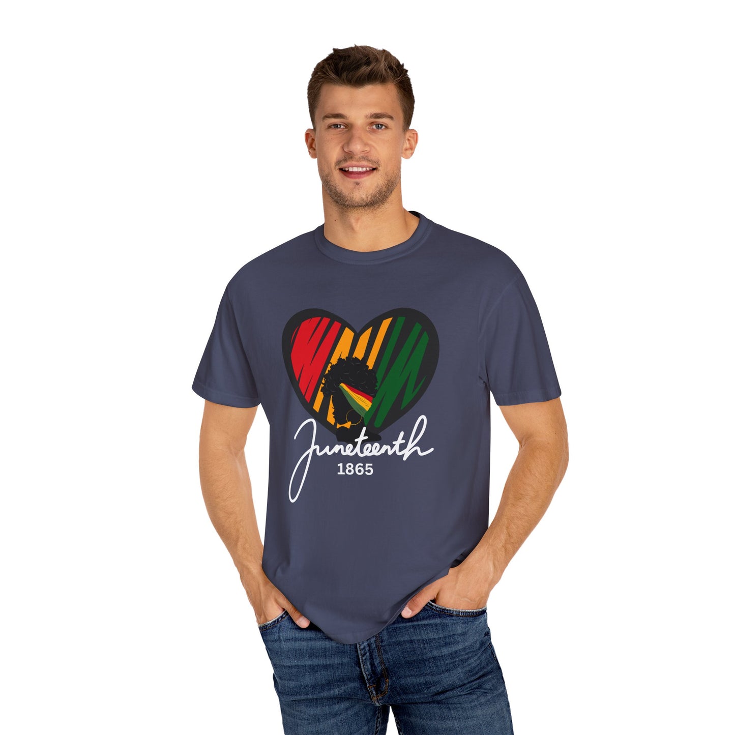 Juneteenth Heart T-shirt, Celebrate Freedom, Unisex Garment-Dyed Tee, Historical Commemorative Shirt, Casual Everyday Wear, Summer Fashion