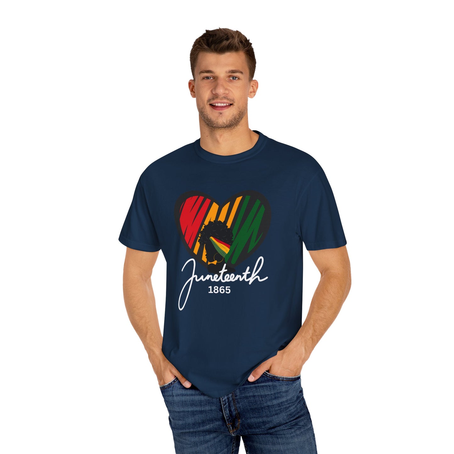 Juneteenth Heart T-shirt, Celebrate Freedom, Unisex Garment-Dyed Tee, Historical Commemorative Shirt, Casual Everyday Wear, Summer Fashion