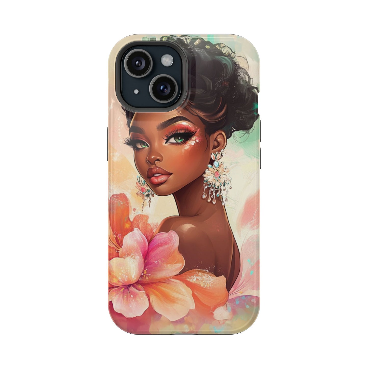 Floral Art Magnetic Tough Case for iPhone - Stylish Protective Etching