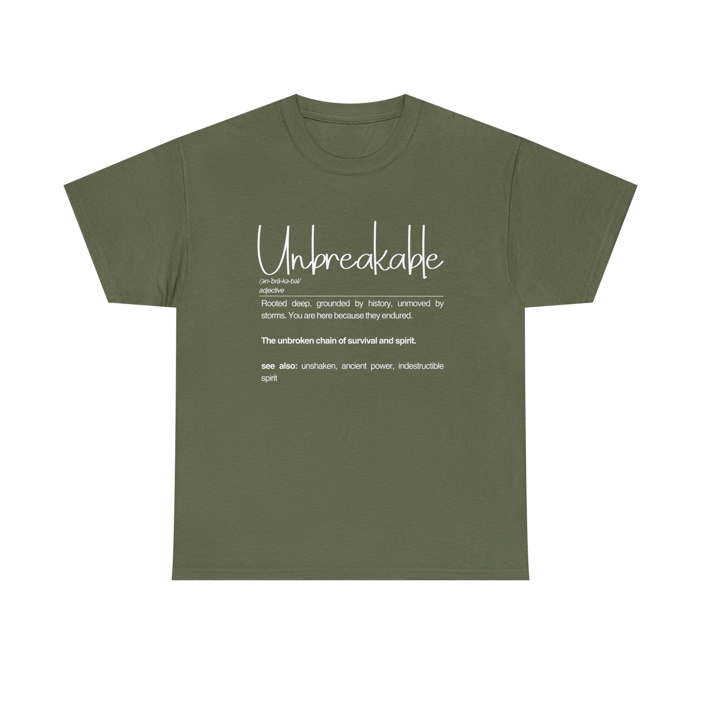 Unbreakable Definition Tee | Unisex Heavy Cotton Shirt, Vintage Inspirational Gift, Casual Wear, Motivational Quote T-Shirt