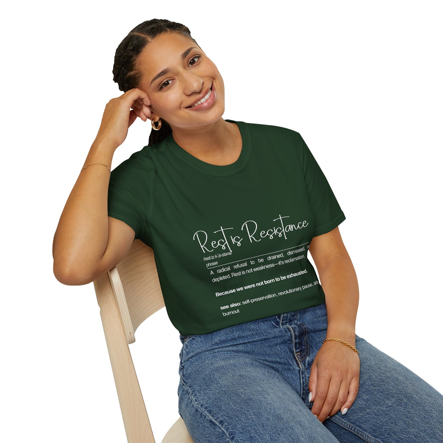Rest is Resistance - A radical refusal to be drained, dismissed, or depleted Unisex Tee, Soft style Fashion, Motivational Quote