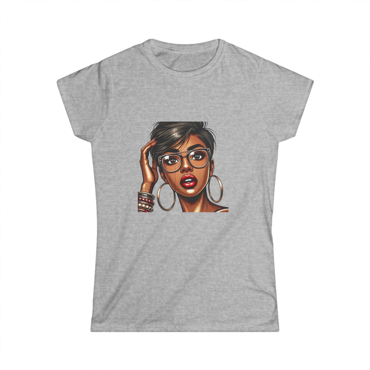Chic Graphic Women's Softstyle Tee - Stylish Portrait Design