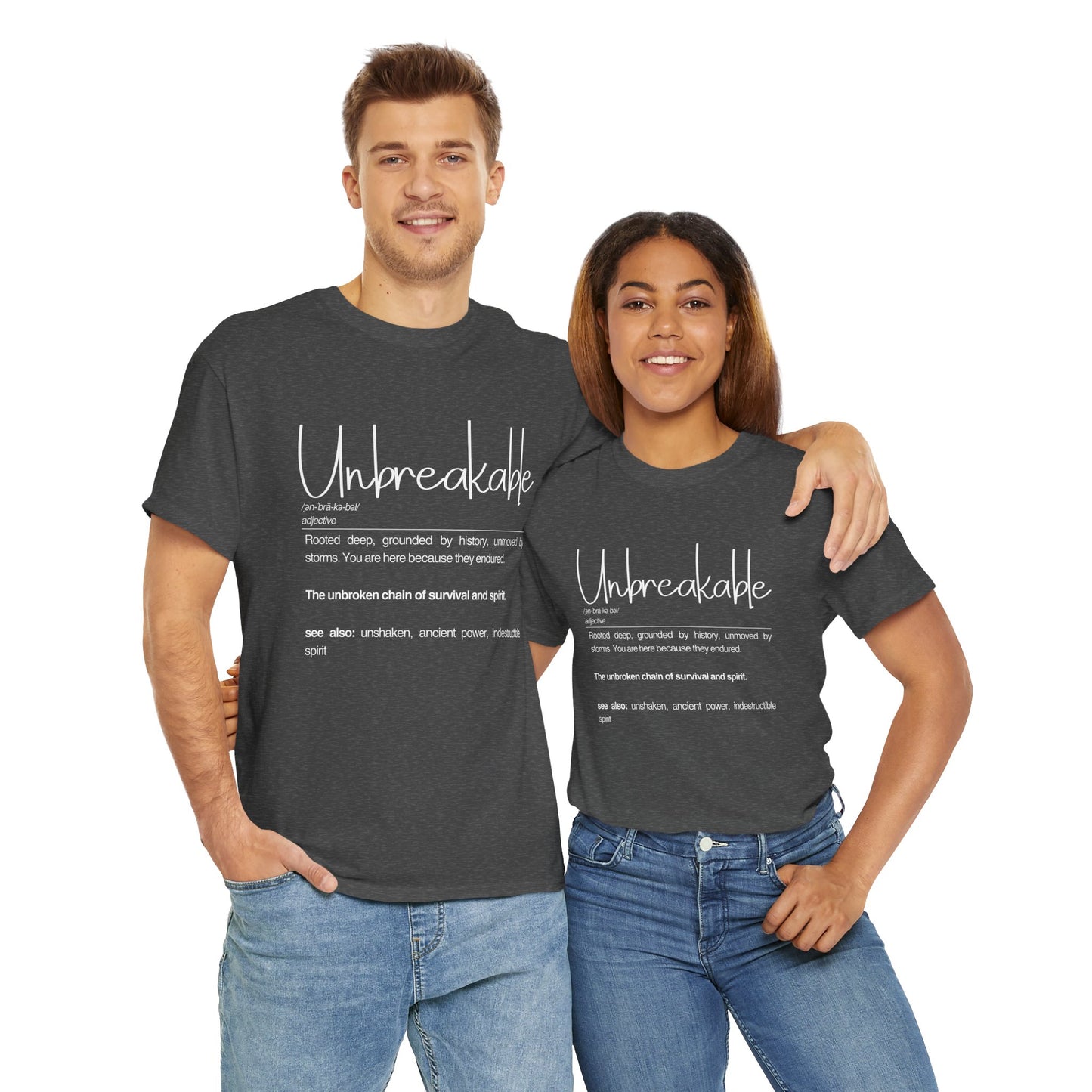 Unbreakable Definition Tee | Unisex Heavy Cotton Shirt, Vintage Inspirational Gift, Casual Wear, Motivational Quote T-Shirt