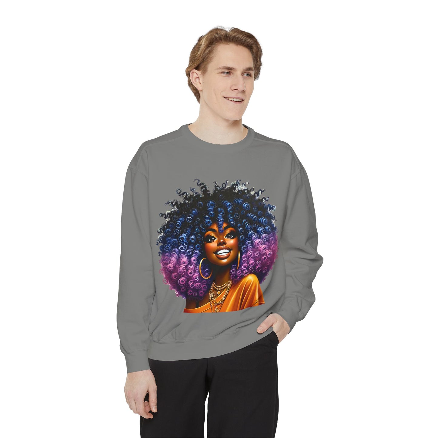 Artistic Afro Sweatshirt - Unisex Garment-Dyed Style