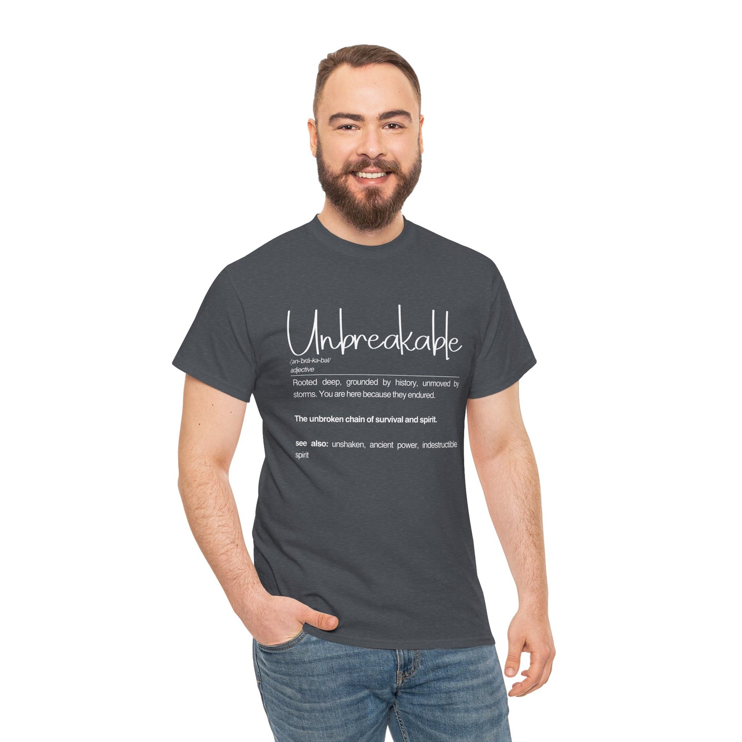 Unbreakable Definition Tee | Unisex Heavy Cotton Shirt, Vintage Inspirational Gift, Casual Wear, Motivational Quote T-Shirt
