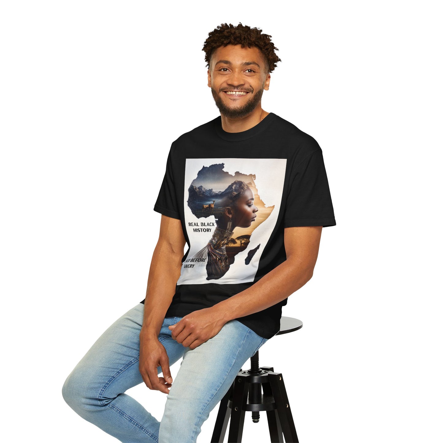 "Real Black History Started Before Slavery" African Heritage Graphic Tee