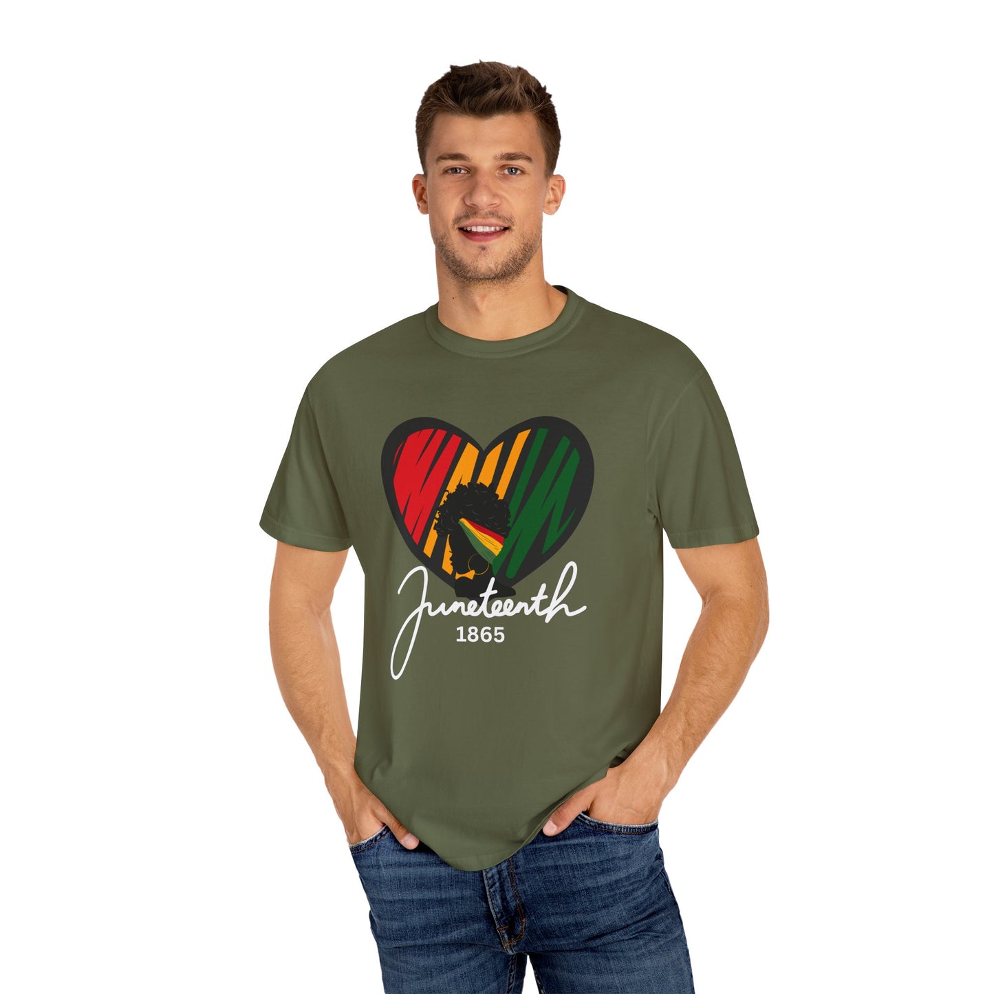Juneteenth Heart T-shirt, Celebrate Freedom, Unisex Garment-Dyed Tee, Historical Commemorative Shirt, Casual Everyday Wear, Summer Fashion