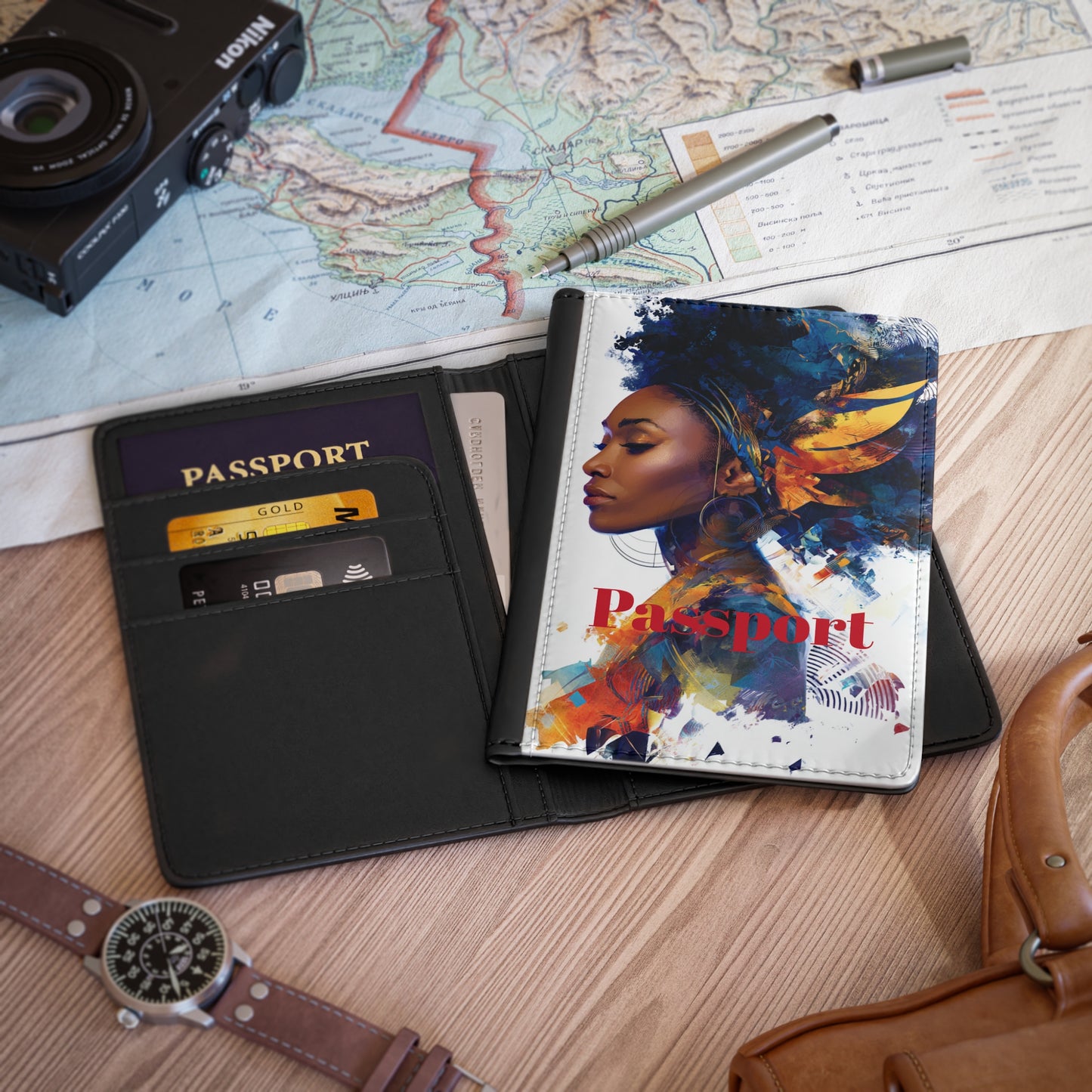 Artistic Passport Cover - Stylish Travel Accessory for Adventurers