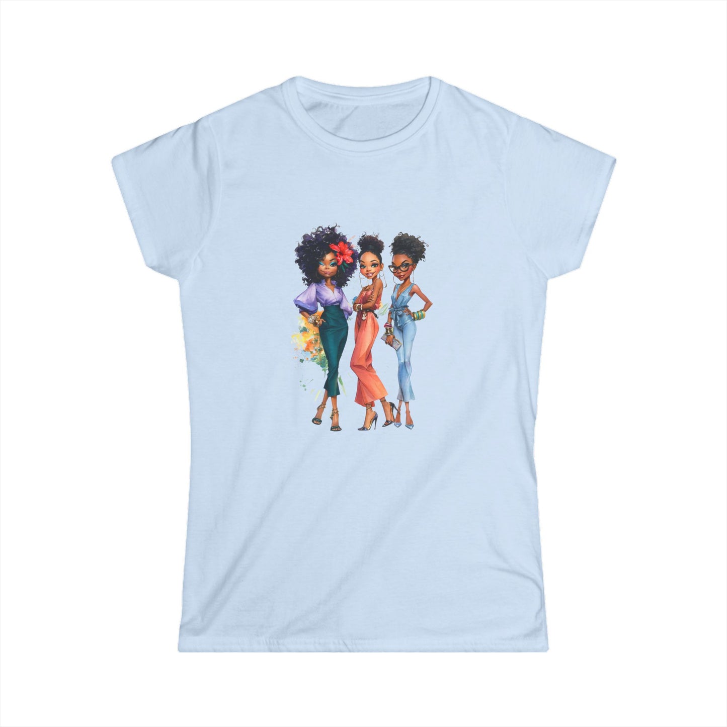 Stylish Women's Softstyle Tee with Afro Queens Design