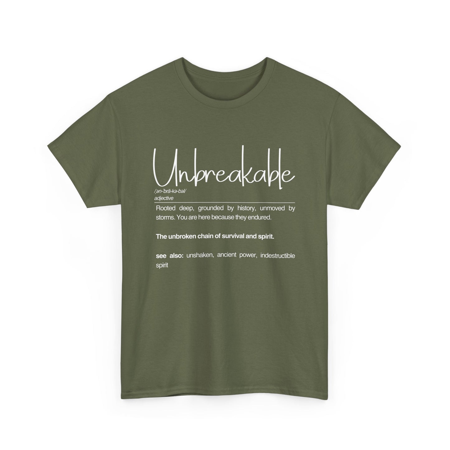 Unbreakable Definition Tee | Unisex Heavy Cotton Shirt, Vintage Inspirational Gift, Casual Wear, Motivational Quote T-Shirt