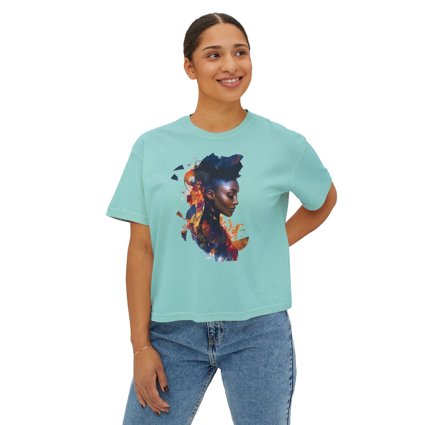 Artistic Women's Boxy Tee - Stylish Graphic for Creative Souls