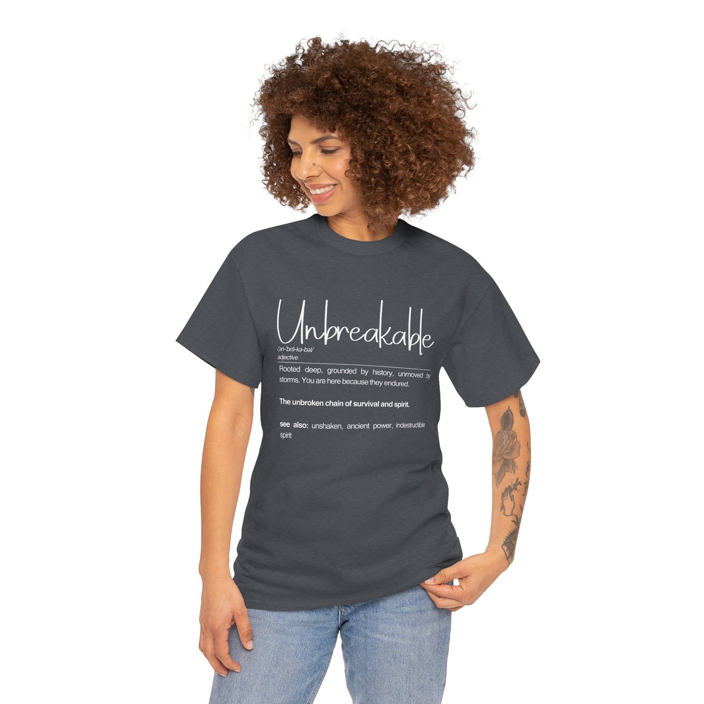 Unbreakable Definition Tee | Unisex Heavy Cotton Shirt, Vintage Inspirational Gift, Casual Wear, Motivational Quote T-Shirt