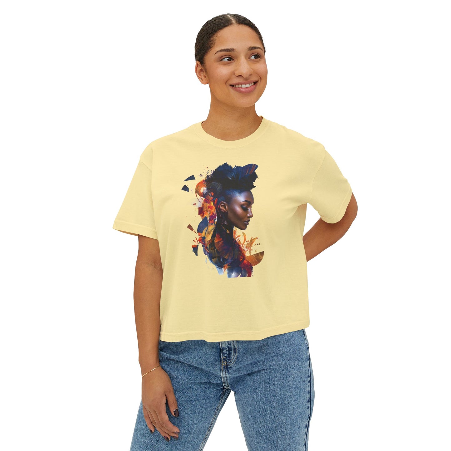 Artistic Women's Boxy Tee - Stylish Graphic for Creative Souls