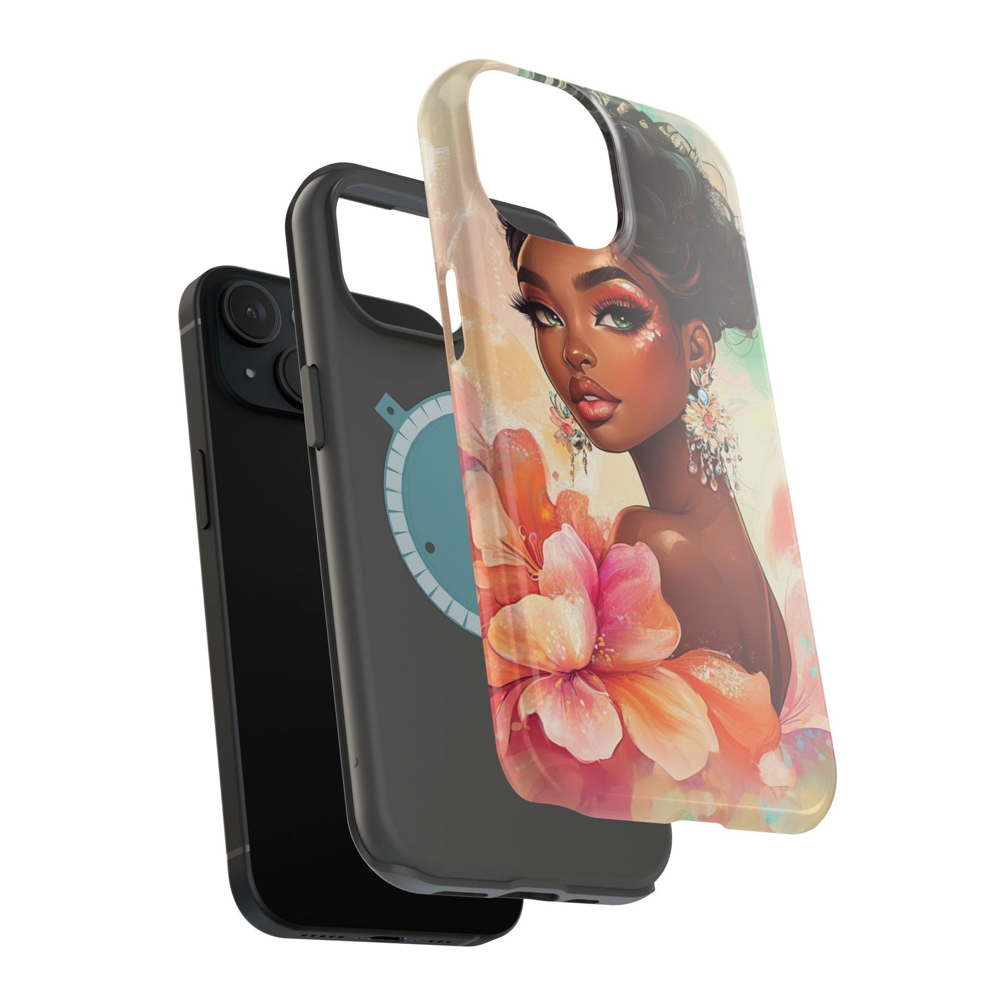 Floral Art Magnetic Tough Case for iPhone - Stylish Protective Etching