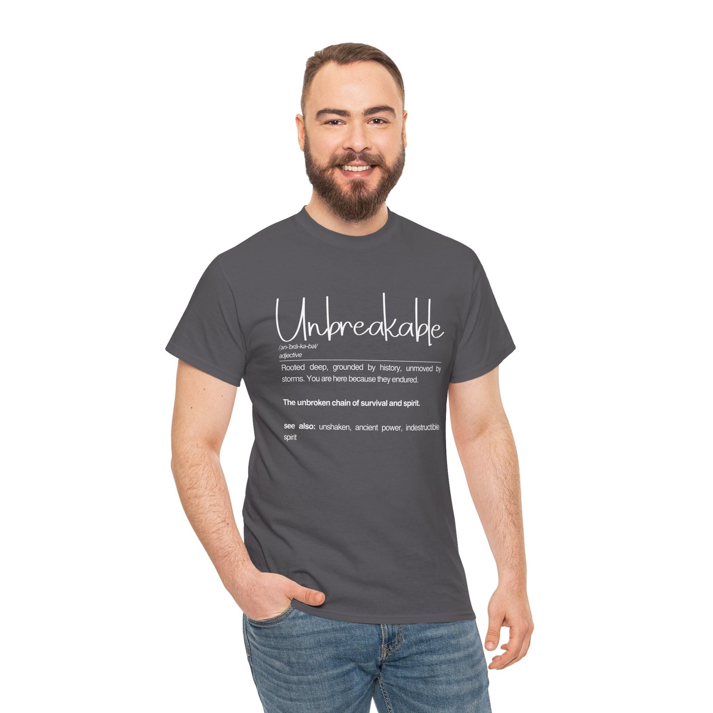 Unbreakable Definition Tee | Unisex Heavy Cotton Shirt, Vintage Inspirational Gift, Casual Wear, Motivational Quote T-Shirt