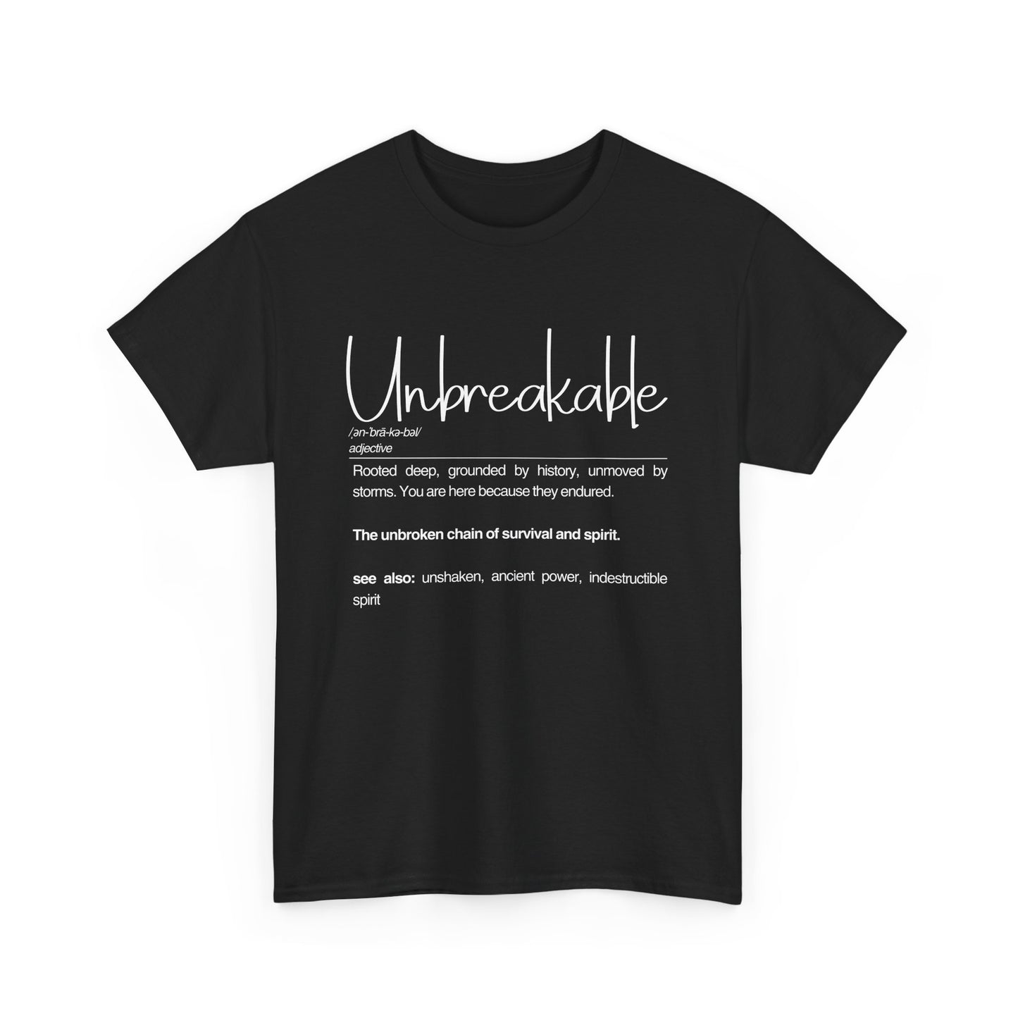Unbreakable Definition Tee | Unisex Heavy Cotton Shirt, Vintage Inspirational Gift, Casual Wear, Motivational Quote T-Shirt