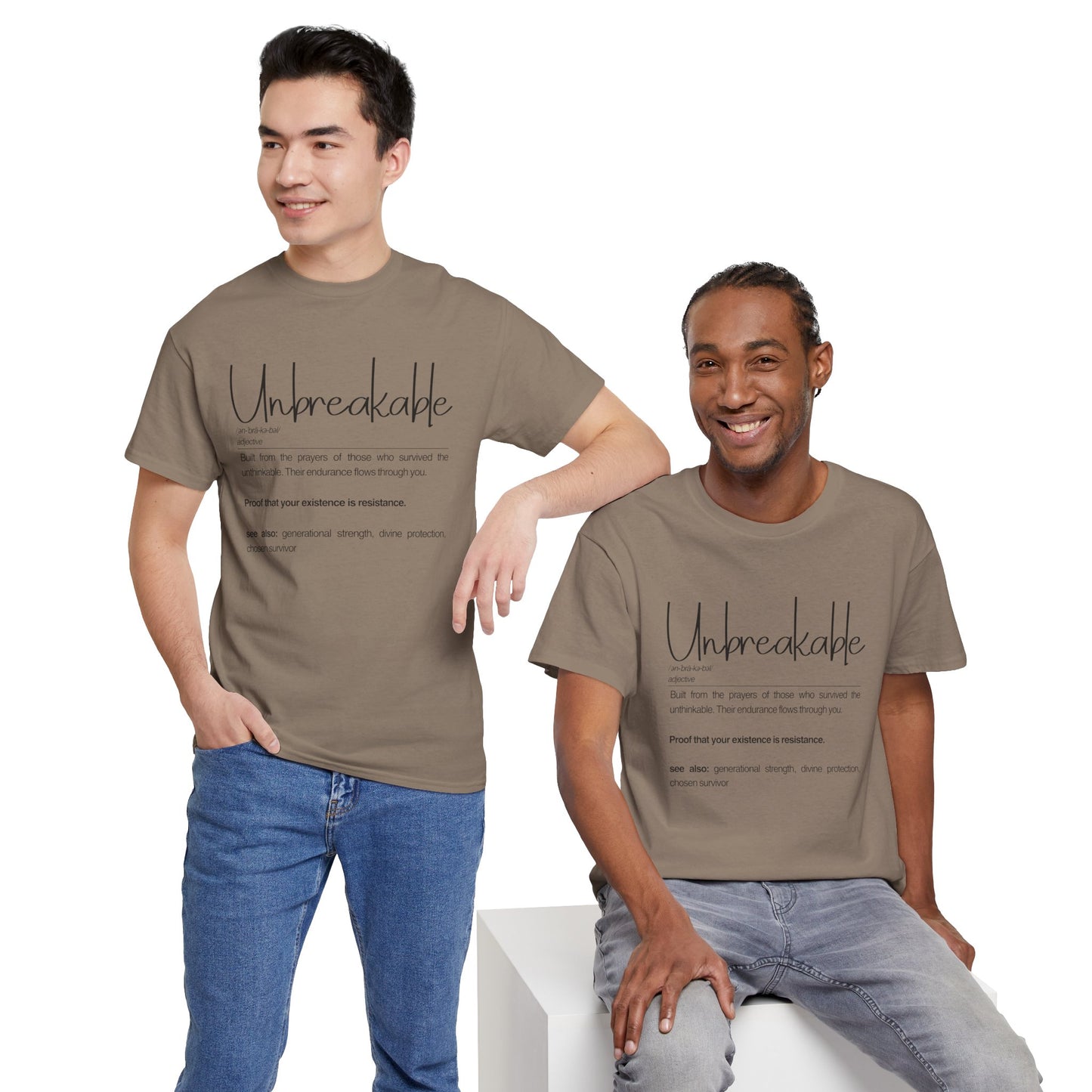 Unbreakable Unisex Heavy Cotton Tee, Inspirational T-Shirt, Gift for Friends, Motivational Apparel, Meaningful Quote Shirt