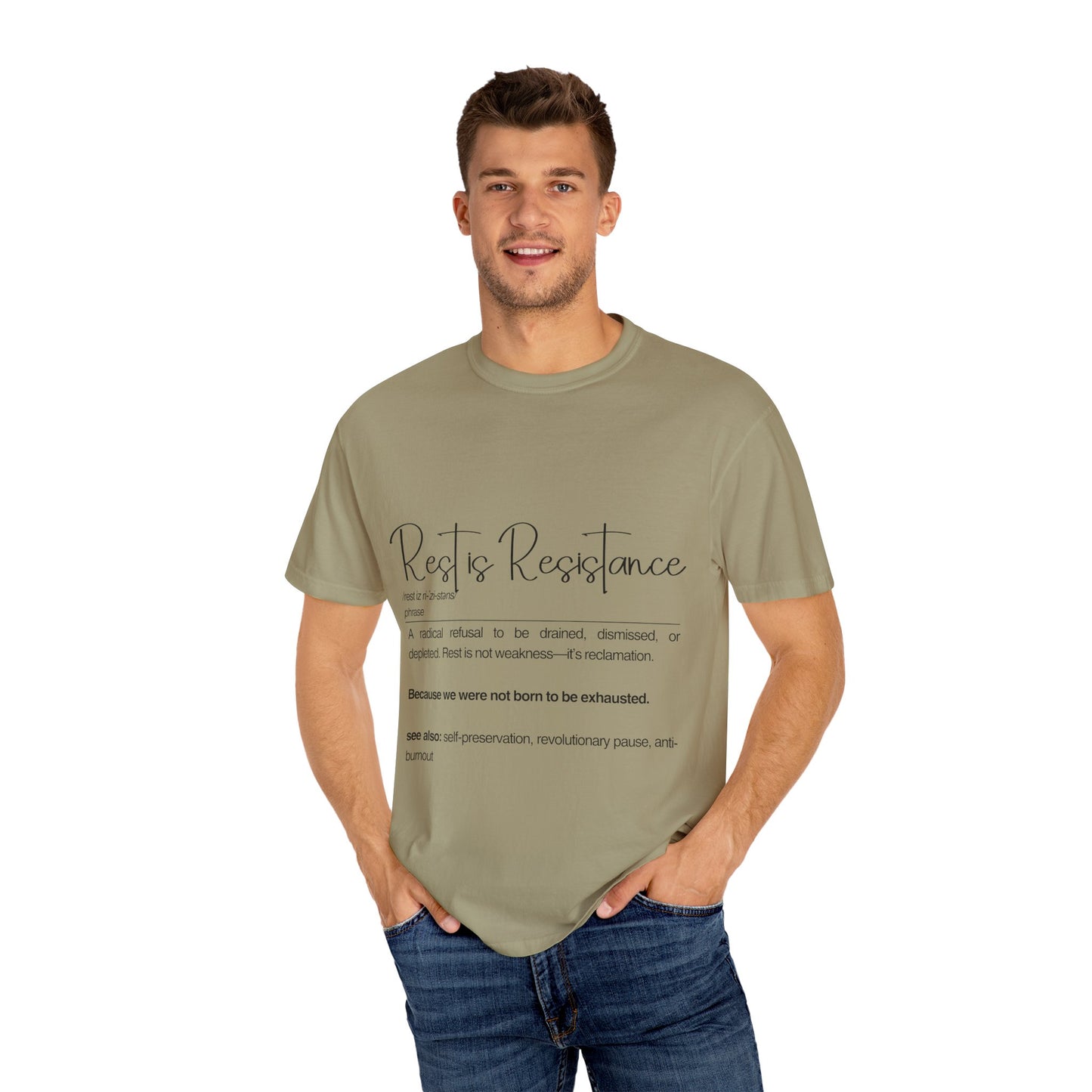 Rest is Resistance - A radical refusal to be drained, dismissed, or depleted Unisex T-Shirt, Relaxation Tee, Self-Care Shirt.